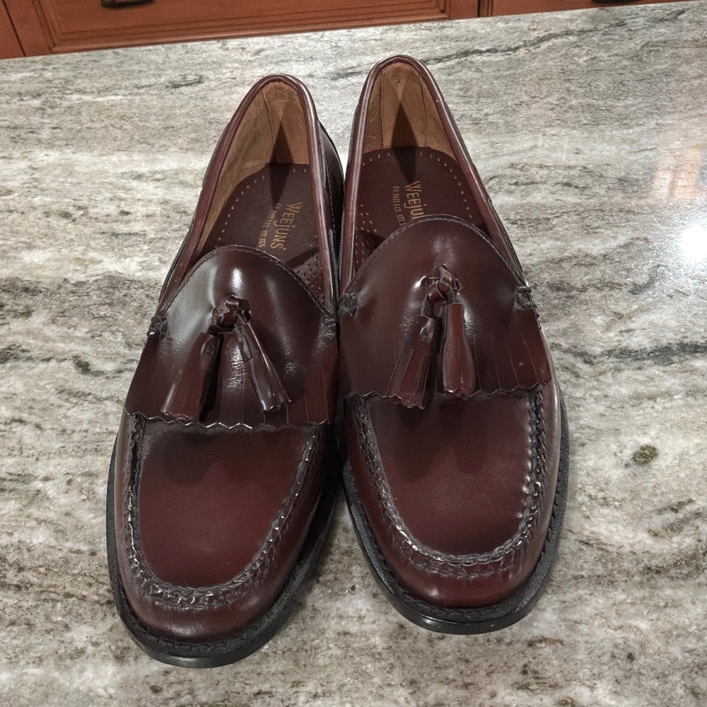 NEW, never worn Bass Weejuns, brown, size 9.5